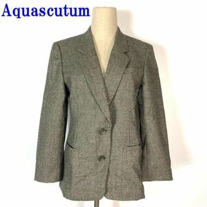 アクアスキュータム ウール千鳥柄テーラードジャケットグレー系Aquascutum カジュアル イベント セレモニー ポケット有 スリット無９ C8425