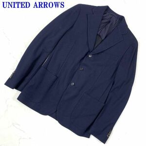 ユナイテッドアローズ 天竺編みテーラードジャケットネイビーUNITED ARROWS コットン 薄手 カジュアル ポケット有 46 C8462