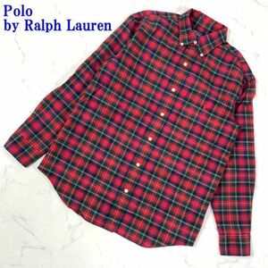 ポロバイラルフローレンコットンチェック長袖ボタンシャツレッド系Polo by Ralph Lauren カジュアル コットン100％ 160 C8492