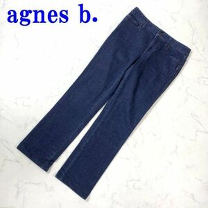 agnes b. アニエスベー カジュアルデニムパンツブルーサイドブランドタグ付き ストレッチデニム 38 C8640