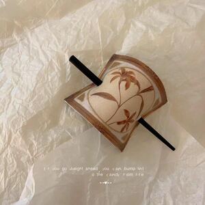  retro leather. four angle . ornamental hairpin 7×10cm