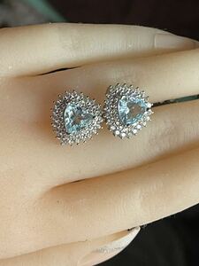  aquamarine earrings s925 silver stamp equipped A-46