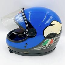 12AC59 agv ケニーロバーツ モデル ヘルメット ブルー/V-KR2000 ビンテージ 保存袋付き 中古 現状品_画像4