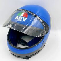 12AC59 agv ケニーロバーツ モデル ヘルメット ブルー/V-KR2000 ビンテージ 保存袋付き 中古 現状品_画像3