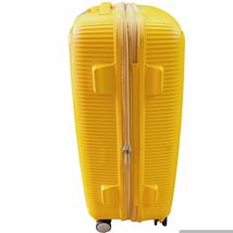 12AB106 American Tourister サウンドボックススピナー77 スーツケース 97〜110L イエロー 中古 現状品_画像5