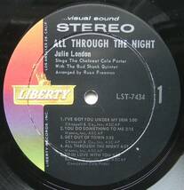◆ JULIE LONDON With BUD SHANK Quintet / All Through The Night ◆ Liberty LST-7434 (color:dg) ◆ W_画像3