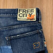 FREE CITY リメイク加工 パッチワーク インディゴデニムパンツ サイズ32 フリーシティ 再構築 リメイクデニム 中古品_画像8