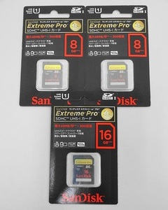 227▽SanDisk/サンディスク Extreme Pro/エクストリームプロ SDHC UHS-1 カード 8GB×2個＋16GB 未使用