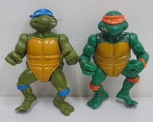 321▽ミュータント・タートルズ フィギュア レオナルド＋ミケランジェロ 1988 Mirage Studios Playmates Toys 約11cm