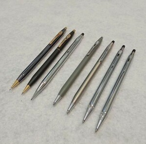 『#700【CROSS/ボールペン・シャープペン/現状品/動作未確認】シャープペン×3点 ボールペン×4点 合計7点セット 中古品 ネーム入あり』