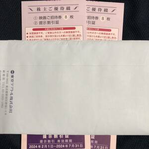 東京テアトル 株主優待 16枚+提示割引証　有効期限2024年7月迄 男性名義【送料無料】 