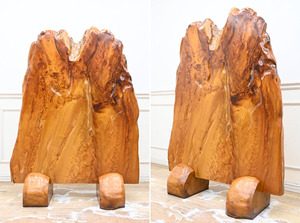 QL07 希少 屋久杉 大型 巨木 一枚板 天然木総無垢 上級材 極上木目 一部金襴杢 衝立 つい立 仕切り 飾り物 オブジェ 座卓は別売り