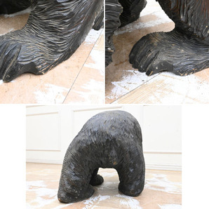 MM05 大型 幅77ｘ45.5 高48cm 31kg 木彫り 一刀彫 熊 クマの画像4