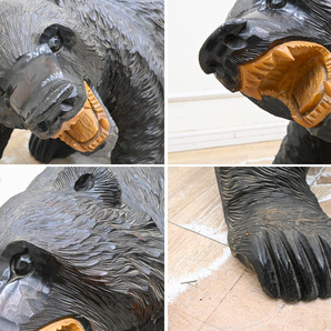 MM05 大型 幅77ｘ45.5 高48cm 31kg 木彫り 一刀彫 熊 クマの画像3