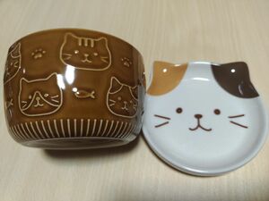 ネコ　食器　ミケ　カップと小皿セット　猫食器 マグカップ　スープカップ