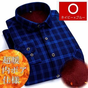 シャツ ジャケット ネルシャツ メンズ チェック柄 厚手 7988071 XL O_ネイビー×ブルー 新品 1円 スタート