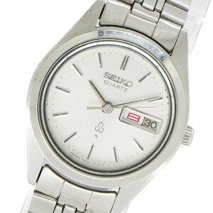 1円 SEIKO セイコー QZ 7903-0090 シャリオ ラウンド レディース シルバー文字盤 SS 腕時計 クオーツ 中古 正規品 1217720240109