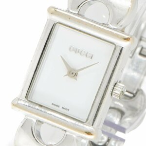 1円 稼働 GUCCI グッチ 1800L 白 ホワイト 文字盤 QZ SS スクエア レディース ブランド 腕時計 クオーツ ウォッチ 正規品 120520231229