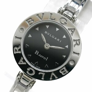 1円 稼働 BVLGARI ブルガリ B-zero1 ビーゼロワン BZ22S QZ クオーツ 黒 ブラック文字盤 SS バングル 腕時計 ラウンド 1229520240123