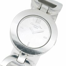 1円 稼働 Dior ディオール マリス CD022110 QZ クオーツ シルバー ミラー文字盤 SSベルト 腕時計 レディース ブランド 1243220240130_画像1