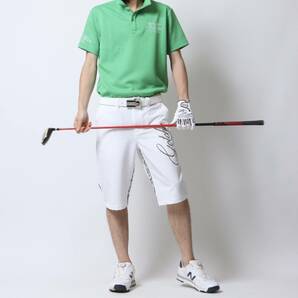 ★未使用・メンズ★ガッチャ ゴルフ GOTCHA GOLF リミテッド ドライ 幾何学 ジャカード 刺繍ポロシャツ M 定価5,990円 グリーンの画像2