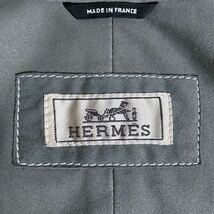 高級 HERMES エルメス goatskin leather jacket ゴートスキン ハイネック レザー シャツジャケット size.48(M) グレー 総柄 Made in France_画像8