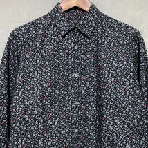 日本製 Paul Smith LONDON ポールスミスロンドンfloral pattern shirt フローラル 小花柄 長袖シャツ size.M ブラック 人気色_画像2