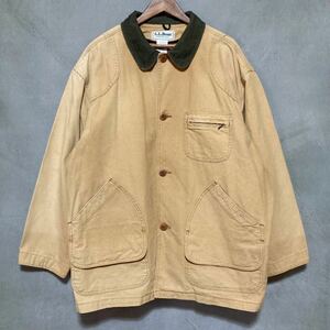 アメリカ製 80's L.L.Bean エルエルビーン 希少 襟コーデュロイ ダック ハンティングジャケット size.XL Made in USA チェックライナー欠品