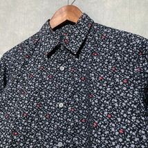 日本製 Paul Smith LONDON ポールスミスロンドンfloral pattern shirt フローラル 小花柄 長袖シャツ size.M ブラック 人気色_画像3