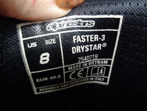 US8/25.5ｃｍ相当★Alpinestars アルパインスターズ FASTER3 DRYSTAR ライディングシューズ ブラック/グレー★_画像7