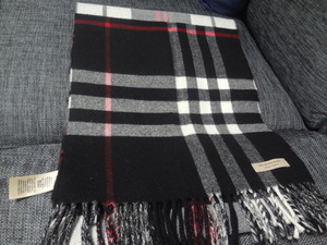 美品 BURBERRY バーバリー マフラー ノバチェック柄 色 黒 サイズ 180cm×３2cm メガチェック ロングマフラー チェック柄 ウール