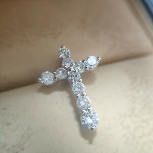 pt900 0.50ct ダイヤモンド ネックレス トップ クロス 十字架 天然ダイヤモンド pt850 K18 ペンダントトップ