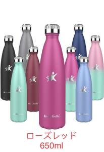 [ new goods ] flask stainless steel bottle / thermos bottle vacuum insulation heat insulation keep cool /650ml/ rose red 
