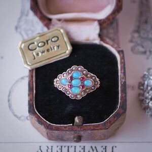 ＊K9ヴィクトリアンオパールリング＊英国アンティーク イギリス ヴィンテージ 指輪 金 ruby opal pearl ring vintage antique gold (検K18