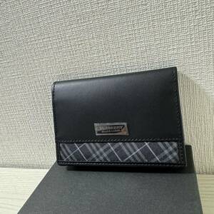 【新品】BURBERRY BLACK LABEL バーバリーブラックレーベル 名刺入れ カードケース ブラック　黒 レザー　チェック