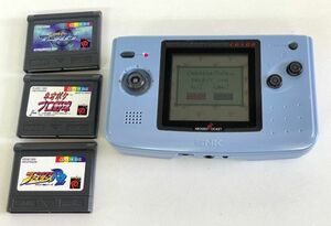 O335-K46-978 SNK NEOGEO POCKET ネオジオポケット 本体×1 カセット×3 バイオモーターユニトロン ネオポケプロ野球 他 通電OK ⑤