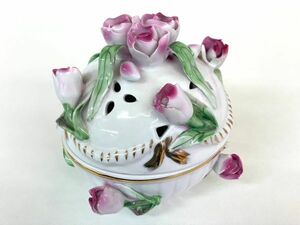 L315-K50-335 ROYAL ARDEN ロイヤルアーデン 陶器 小物入れ ケース 置物 薔薇 花/フラワー 約13×11cm②