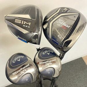 O445-K32-3490 TaylorMade テーラーメイド Callaway キャロウェイ ゴルフクラブ4点セット ドライバー フレックスS 男性右利き用 カバー付⑤