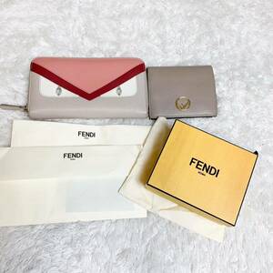 2点まとめ フェンディ FENDI 長財布 ２つ折財布 バグズ モンスター エフイズ ラウンドファスナー ゴールド金具 箱付き 美品含む 付属品完備