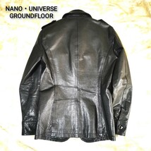 ナノ・ユニバース グラウンドフロアー(NANO・UNIVERSE ROUNDFLOOR)牛革(バッファロー)本革レザー ジャケット ライダース 予備ボタン/レザー_画像4