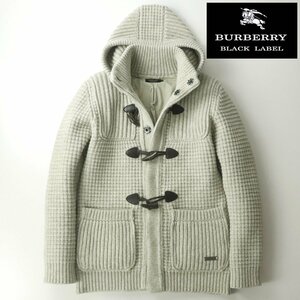 【即完売モデル！】極美品 BURBERRY BLACK LABEL バーバリーブラックレーベル 圧縮ニット ダッフルコート グレー 2 M【参考価格￥58,000-】