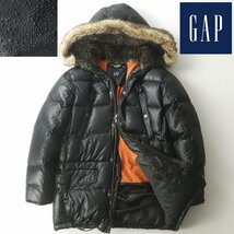 美品 GAP ギャップ ナイロンタフタ アークティック ダウンパーカ ブラック 黒 L モッズコート メンズ 裏フリース【相場価格￥34,000-】_画像1