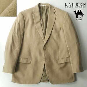 美品 Lauren Ralph Lauren ローレンラルフローレン 高級キャメルヘア100％ 2つボタン テーラードジャケット ベージュ 44 JP:XL ブレザー