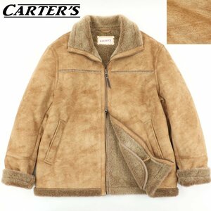 極美品 CARTER'S カーターズ エコスキン フェイクムートン ジップアップ ジャケット ブラウン XL ハーフ丈 裏ファー スエード ヌバック