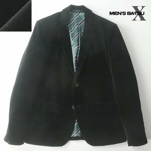 【大人の色気】極美品 Men’s BA-TSU メンズバツ ベロア 2つボタン テーラードジャケット ブラック 黒 L ブレザー ベルベット