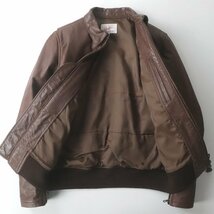 美品 DUFFER ORIGINAL ダファー オリジナル 牛革 レザー TYPE A-2 フライト ライダースジャケット ブラウン 茶 M メンズ ブルゾン_画像3