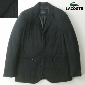 美品 LACOSTE ラコステ VH702E 鹿の子ニット 中綿入り テーラードジャケット 黒 ブラック 50/4 JP:XL ブレザー ビジネス【定価￥39,600-】