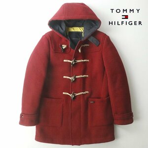 美品 TOMMY HILFIGER トミーヒルフィガー 圧縮 ハイゲージニット ダッフルコート レッド 赤 M 麻紐 水牛トグル 【相場価格￥41,800- 】