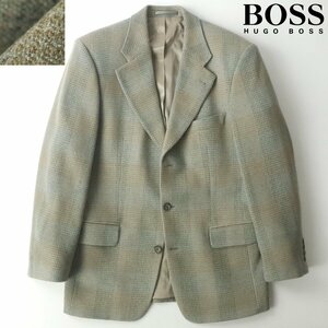 極美品 スイス製 BOSS HUGO BOSS ヒューゴボス ヴァージンウール100％ 3B テーラードジャケット チェック 46 JP:M ブレザー