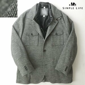 【ビッグサイズ！】極美品 SIMPLE LIFE シンプルライフ ウールニット ダウンライナー付き ジャケット グレー 4L/3XL 相場価格￥45,800-